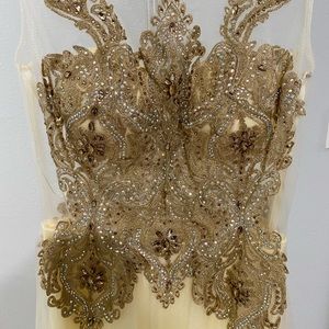 Gold and cream prom dress